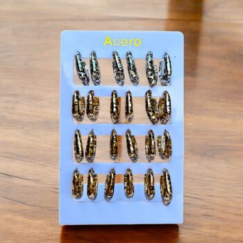 Présentoir de 12 paires (soit 0,92€ la paire) : Boucles d'oreilles En Acier Inoxydable CREOLES LEOPARD
