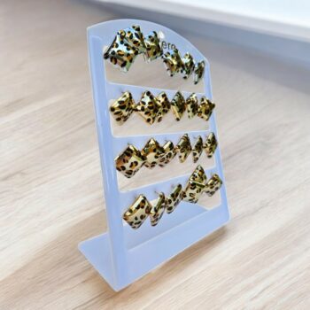 Présentoir de 12 paires (soit 0,92€ la paire) : Boucles d'oreilles En Acier Inoxydable LOSANGE LEOPARD – Image 3