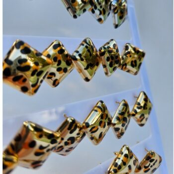 Présentoir de 12 paires (soit 0,92€ la paire) : Boucles d'oreilles En Acier Inoxydable LOSANGE LEOPARD – Image 2