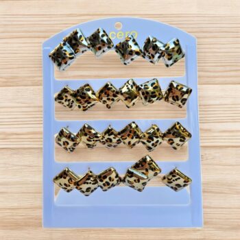 Présentoir de 12 paires (soit 0,92€ la paire) : Boucles d'oreilles En Acier Inoxydable LOSANGE LEOPARD