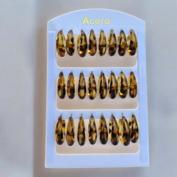 Présentoir de 12 paires (soit 0,85€ la paire) : Boucles d'oreilles En Acier Inoxydable CREOLES AMBRE TRANSLUCIDE