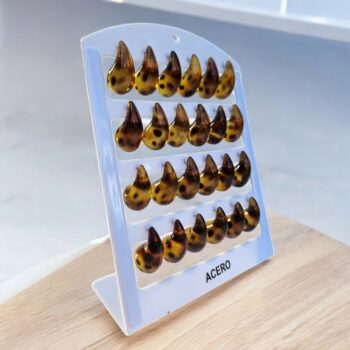 Présentoir de 12 paires (soit 0,85€ la paire) : Boucles d'oreilles En Acier Inoxydable GOUTTE AMBRE TRANSLUCIDE – Image 3