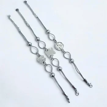 Lot de 6 (1,95€ unité) : Bracelet Argenté & Strass - Acier Inoxydable - Bon Mélange – Image 2
