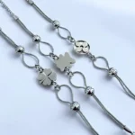 Lot de 6 (1,95€ unité) : Bracelet Argenté & Strass - Acier Inoxydable - Bon Mélange