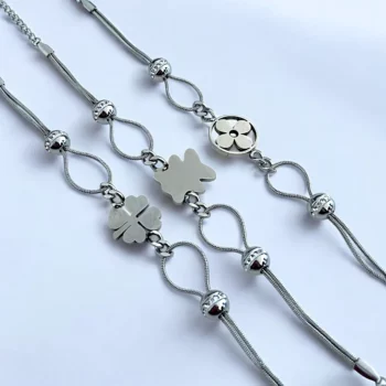 Lot de 6 (1,95€ unité) : Bracelet Argenté & Strass - Acier Inoxydable - Bon Mélange