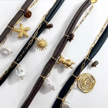 Lot de 12 (1,60€ unité) : Bracelet Maron & Noir - Acier Inoxydable - Bon Mélange – Image 2