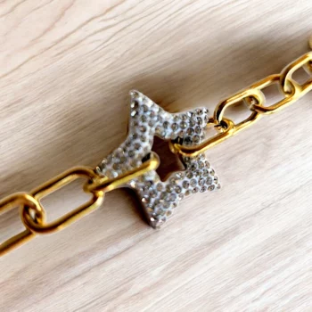 Lot de 6 (1,90€ unité) : Bracelet Doré & Strass - Acier Inoxydable - Bon Mélange – Image 2