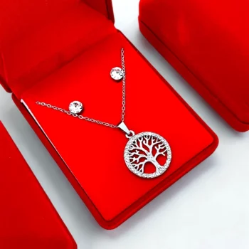 Coffrets Collier et Boucles d'oreilles - Arbre De Vie Argenté & Strass