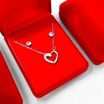 Coffrets Collier et Boucles d'oreilles - Coeur Argenté & Strass