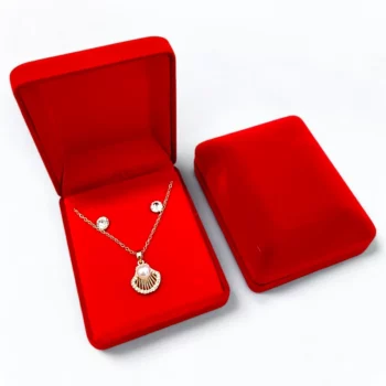 Coffrets Collier et Boucles d'oreilles - Coquillage Doré, Strass & Perle – Image 2