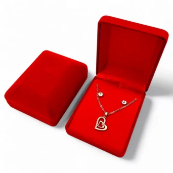 Coffrets Collier et Boucles d'oreilles - Double Coeur Doré & Strass – Image 2