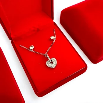 Coffrets Collier et Boucles d'oreilles - Coeur Argenté & Strass