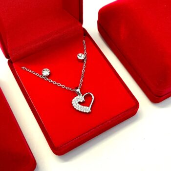 Coffrets Collier et Boucles d'oreilles - Coeur Argenté & Strass