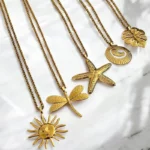 Lot de 6 (2,20€ pièce) : Mélange De Colliers à Chaîne Fine avec Pendentifs Dorés