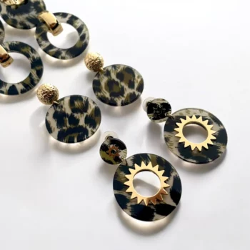 Lot de 6 paires (2,10€ la paire) : Paires de Boucles d’Oreilles Rondes Motif Léopard – Image 4