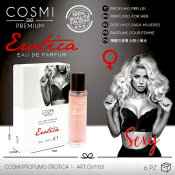 Lot de 6 (soit 0,80€ pièce) : Eau de Parfum Femme 15ml "Erotica" - Cosmi Milano