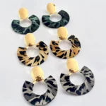 Lot de 6 paires (2,10€ la paire) : Paires de Boucles d’Oreilles Cercle en Tissu Motif Léopard