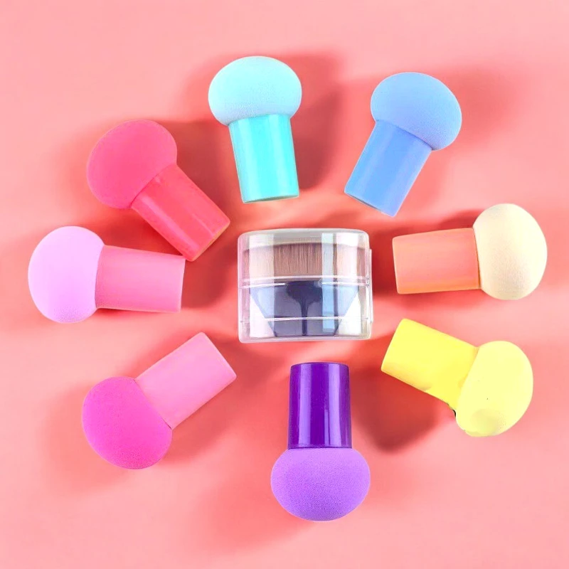 set de maquillage 2 pice eponge et pinceau 1 Lot de 8 (soit 1,55€ Le Coffret) : Sets de 2 Pièces - Pinceau Rond + Éponge de Maquillage – Image 1