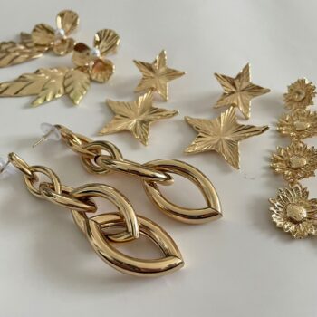 Lot de 8 paires (1,80€ la paire) : Paires de Boucles d’Oreilles Dorées Pendantes Acier Inoxydable