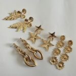 Lot de 4 paires (2,04€ la paire) : Paires de Boucles d’Oreilles Dorées Pendantes Acier Inoxydable