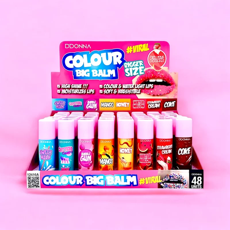 Présentoir de 48 (soit 0,78€ l'unité) : Baume à Lèvres Colour Big Balm - D'Donna