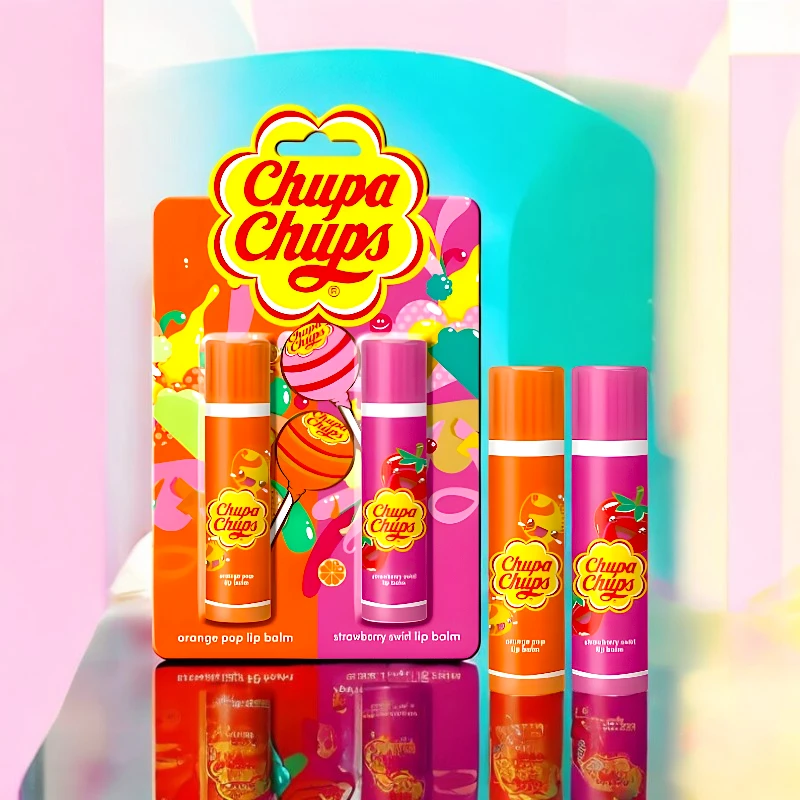blister de 2 baume à lèvres chupa chups - 1,97€ les 2 - 24 Coffret 2 pièces : Baume à Lèvres ORANGE & FRAISE - Chupa Chups – Image 1