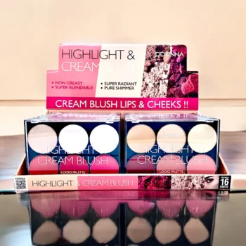Présentoir de 16 : Palettes Highlight & Cream Blush A – D’Donna