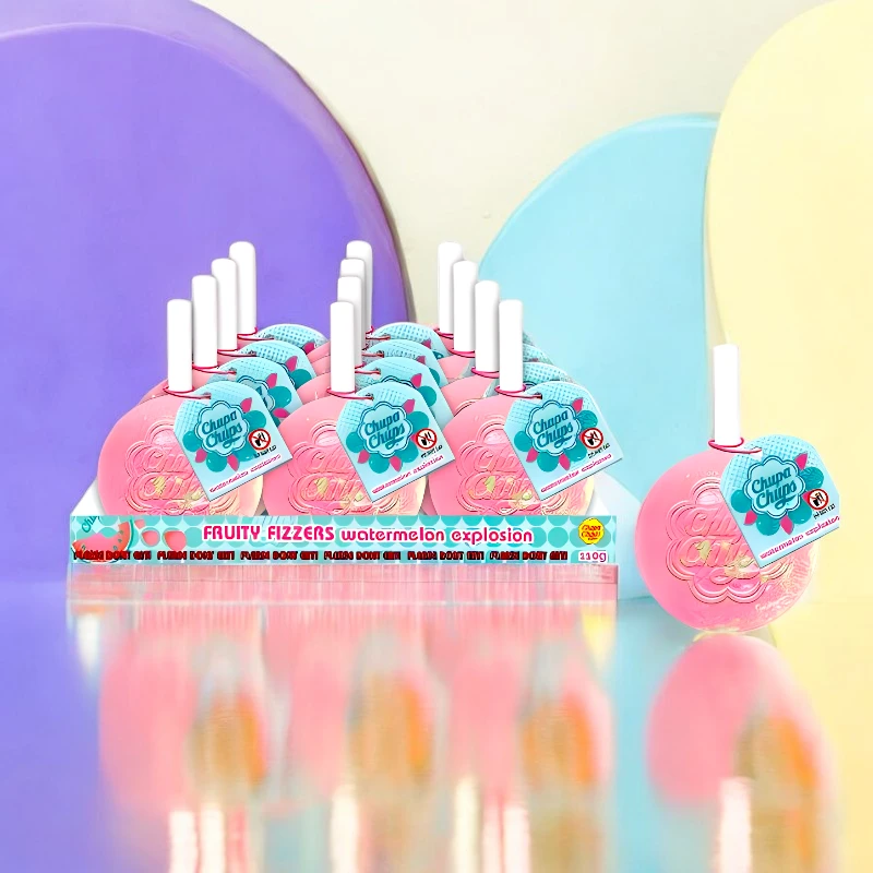 bombe de bain chupa chups bleu et rose - 2,30€ pièce par lot de 3 - 24 -- Lot de 3 pièces (soit 0,77€ l’unité) : Bombe de Bain PASTÈQUE - Chupa Chups – Image 1
