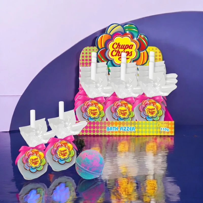 bombe de bain chupa chups bleu et rose - 2,30€ pièce par lot de 3 - 24 Lot de 3 pièces (soit 0,77€ l’unité) : Bombe de Bain BLEU & ROSE - Chupa Chups – Image 1