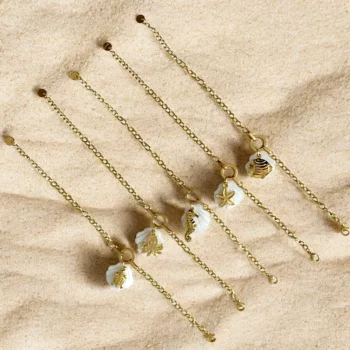 Lot de 5 (2,21€ Pièce) : Bracelets Coquillage et Décorations Dorées - Acier Inoxydable – Image 2