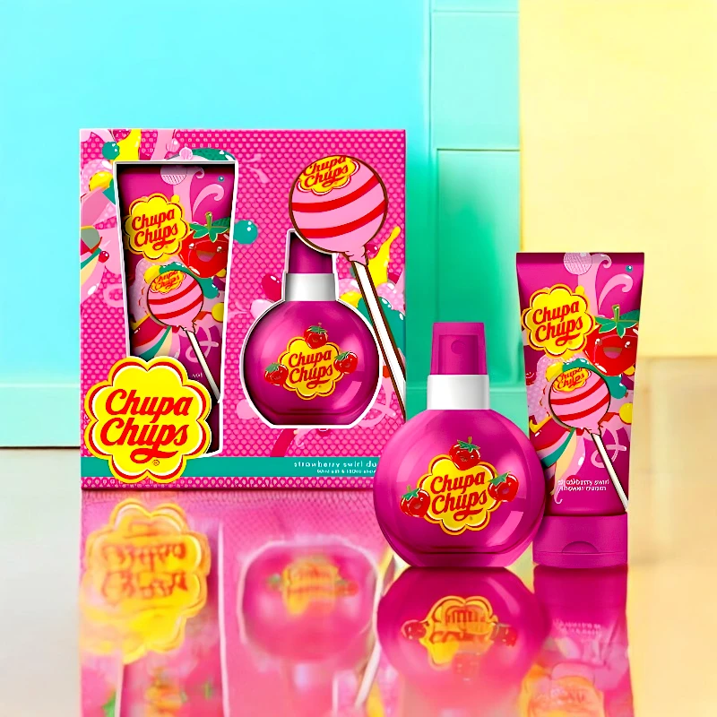 coffret 2 pièces chupa chups - 6,80€ le coffret - 10 Coffret 2 pièces : Eau de Toilette & Cème de Douche FRAISE - Chupa Chups – Image 1