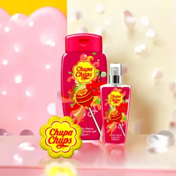 Coffret 3 pièces : Brume Corporelle & Gel de Bain-Douche & Eponge CERISE - Chupa Chups – Image 2