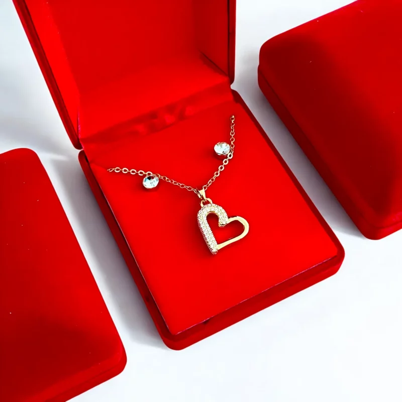 Coffrets Collier et Boucles d'oreilles - Coeur & Doré et Strass