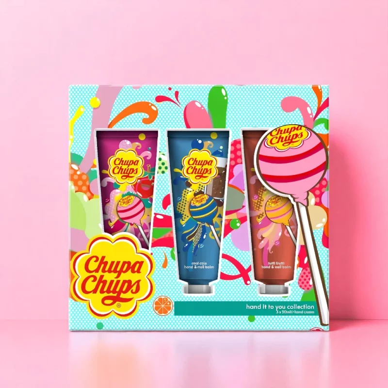 Lot de 8 coffrets (4,20€ les 3 Crèmes) : 3 Crèmes de Mains FRAISE/TUTTI FRUTTI/COLA - Chupa Chups
