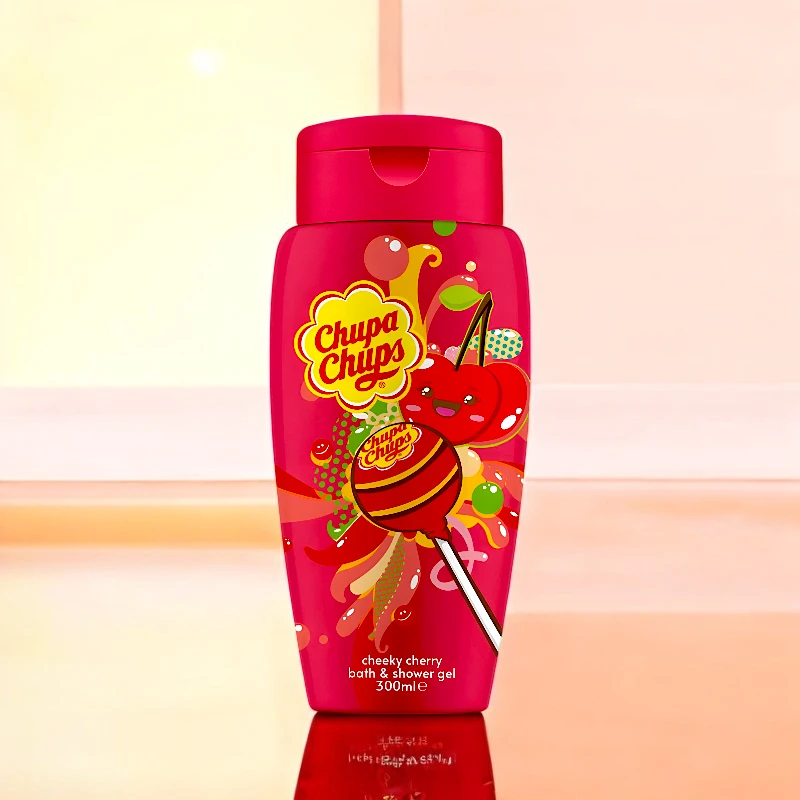 gel douche cerise chupa chups - 1.90€ pièce - 24 Gel de Douche & Bain CERISE 300ml - Chupa Chups – Image 1