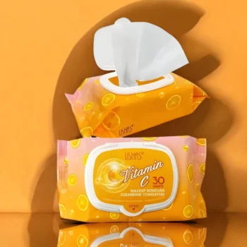 Carton de 6 (1,50€ Pièce) : Paquets de lingettes démaquillantes à la vitamine C - Ushas
