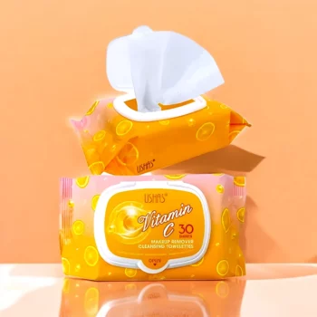 Carton de 6 (1,50€ Pièce) : Paquets de lingettes démaquillantes à la vitamine C - Ushas – Image 3