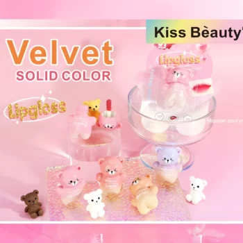 Présentoir de 24 (soit 1,29€ unité) : Lipgloss Ourson Texture Velours - KISS BEAUTY – Image 3