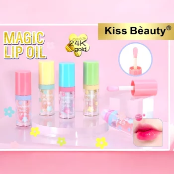 Présentoir de 24 (soit 0,85€ unité) : LIP OIL 24K GOLD MACADAMIA - KISS BEAUTY – Image 3