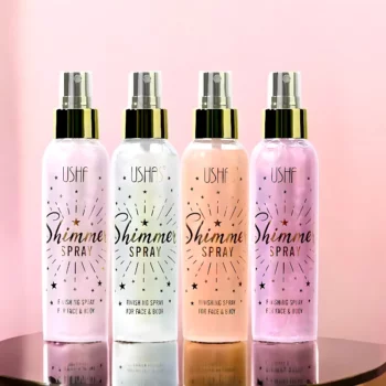 Présentoir de 12 (2,30€ Pièce) : Brume Shimmer Spray Finishing 110 ml - Marque Ushas
