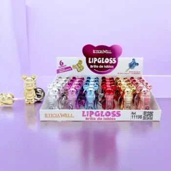 Présentoir de 24 (soit 1,59€ l'unité) : Lipgloss Porte-clé Ours Métallisé – Leticia Well – Image 2