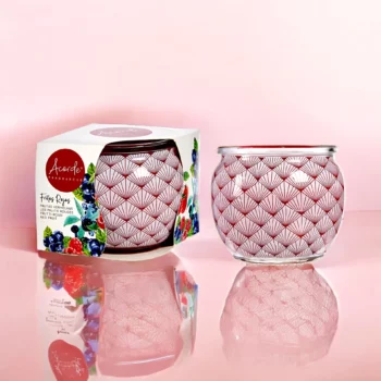 Pack de 12 (soit 0,75€ pièce) : Bougie Pot en Verre Vintage parfumée aux FRUITS ROUGES - Acorde Fragrances