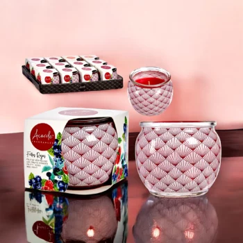 Pack de 12 (soit 0,75€ pièce) : Bougie Pot en Verre Vintage parfumée aux FRUITS ROUGES - Acorde Fragrances – Image 2
