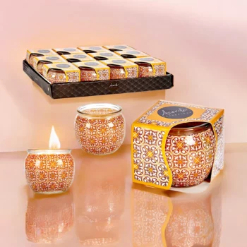 Pack de 12 (soit 1€ pièce) : Bougie Pot en Verre Mosaïque Parfum THÉ ORIENTAL – Acorde Fragrances – Image 2