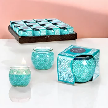 Pack de 12 (soit 0,75€ pièce) : Bougie Pot en Verre Mosaïque Parfum VÊTEMENTS PROPRES – Acorde Fragrances – Image 2