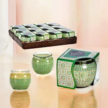 Pack de 12 (soit 1€ pièce) : Bougie Pot en Verre Mosaïque Parfum CITRON GINGEMBRE – Acorde Fragrances – Image 2
