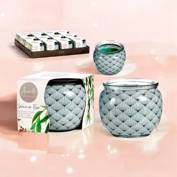 Pack de 12 (soit 0.90€ pièce) : Bougie Pot en Verre Vintage parfum SAULE EN FLEUR - Acorde Fragrances – Image 2