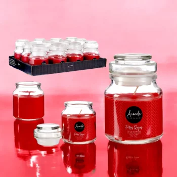 Pack de 12 (soit 1,5€ pièce) : Bougie Pot en Verre Couvercle Parfum FRUITS ROUGES – Acorde Fragrances – Image 2