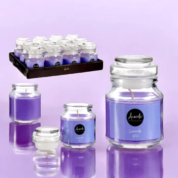 Pack de 12 (soit 1,10€ pièce) : Bougie Pot en Verre Couvercle Parfum LAVANDE – Acorde Fragrances – Image 2