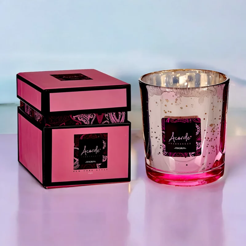 Pack de 8 (soit 5,50€ pièce) : Bougies Premium En Coffret "FRAGRUM Fraise & Crème" - Acorde Fragrances